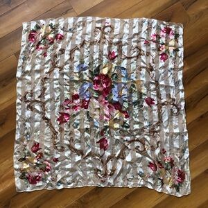 Square Floral Grannycore Silk Scarf